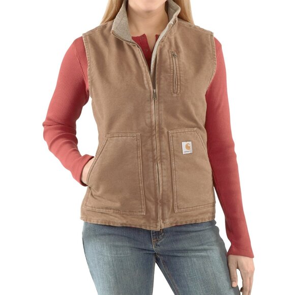 Carhartt Jackets & Blazers - Women's Sherpa-Lined Mock Neck sandstone Light Brown vest M